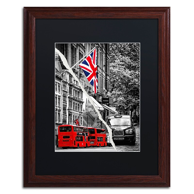 Trademark Fine Art ''London Bus'' by Philippe Hugonnard 16" x 20" Black Matted Wood Frame (PH0126-W1620BMF) image 1