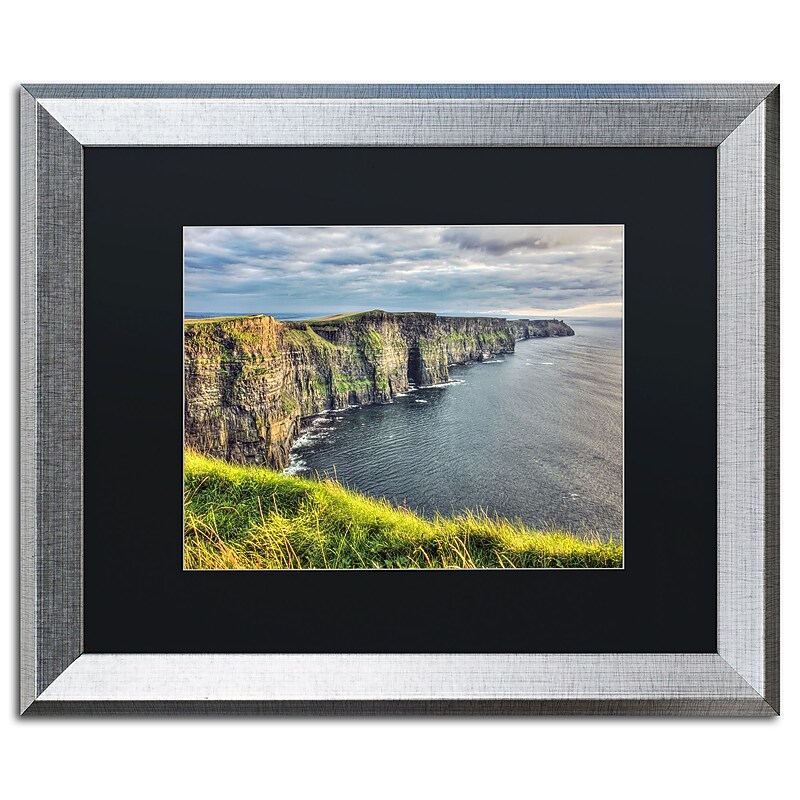 Trademark Fine Art ''Cliffs of Moher Ireland'' by Pierre Leclerc 16" x 20" Black Matted Silver Frame (PL0021-S1620BMF) image 1