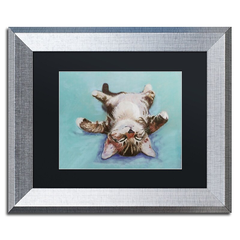 Trademark Fine Art ''Little Napper'' by Pat Saunders 11" x 14" Black Matted Silver Frame (PS005-S1114BMF) image 1