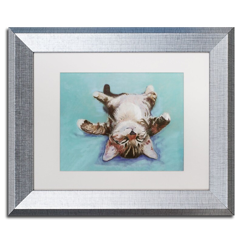 Trademark Fine Art ''Little Napper'' by Pat Saunders 11" x 14" White Matted Silver Frame (PS005-S1114MF) image 1
