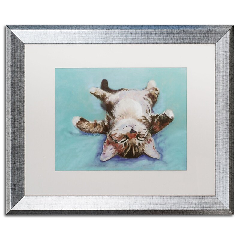 Trademark Fine Art ''Little Napper'' by Pat Saunders 16" x 20" White Matted Silver Frame (PS005-S1620MF) image 1