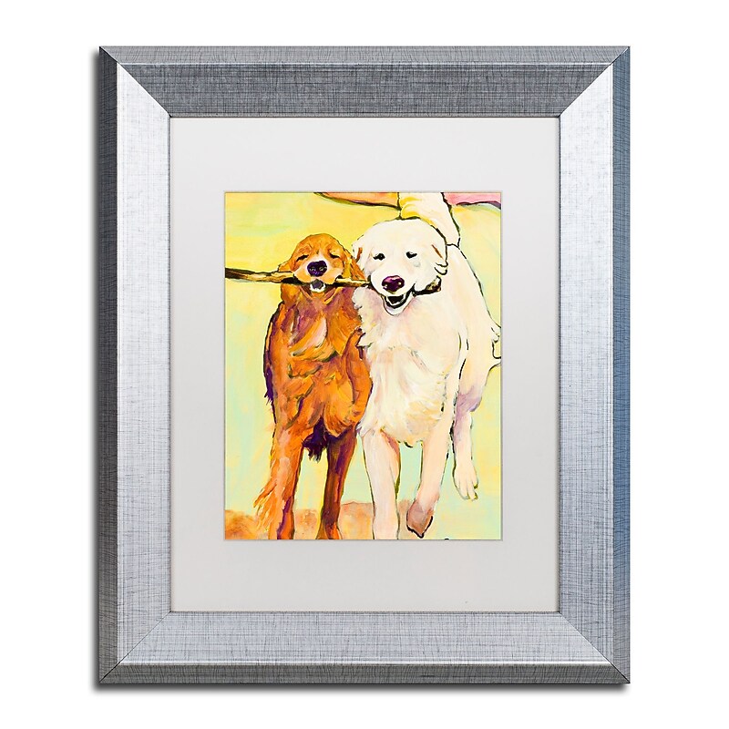 Trademark Fine Art ''Stick With Me 1'' by Pat Saunders 11" x 14" White Matted Silver Frame (PS016-S1114MF) image 1