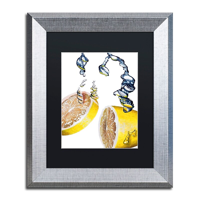 Trademark Fine Art ''Lemon Splash II'' by Roderick Stevens 11" x 14" Black Matted Silver Frame (RS022-S1114BMF) image 1