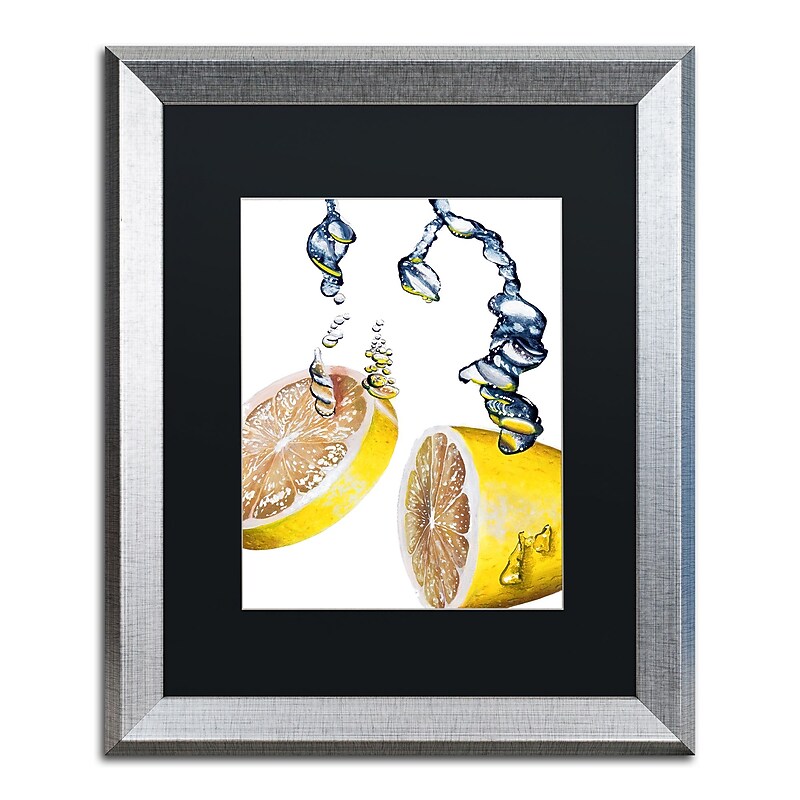 Trademark Fine Art ''Lemon Splash II'' by Roderick Stevens 16" x 20" Black Matted Silver Frame (RS022-S1620BMF) image 1