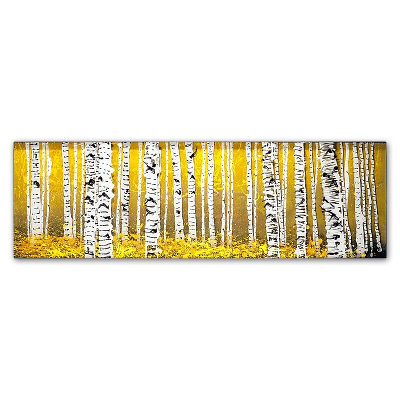 Trademark Fine Art ''PanorAspens Yellow Floor'' by Roderick Stevens 8" x 24" Canvas Art (RS1020-C824GG) image 1