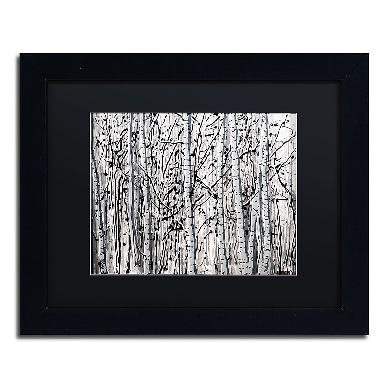 Trademark Fine Art ''Winter Aspens'' by Roderick Stevens 11" x 14" Black Matted Black Frame (RS1021-B1114BMF) image 1