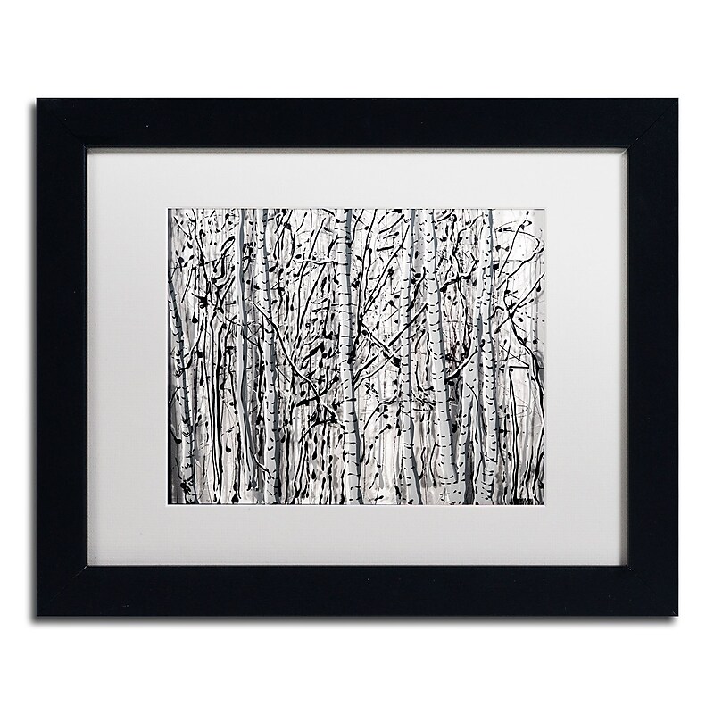 Trademark Fine Art ''Winter Aspens'' by Roderick Stevens 11" x 14" White Matted Black Frame (RS1021-B1114MF) image 1