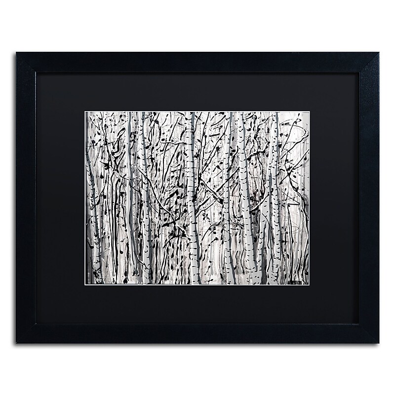 Trademark Fine Art ''Winter Aspens'' by Roderick Stevens 16" x 20" Black Matted Black Frame (RS1021-B1620BMF) image 1