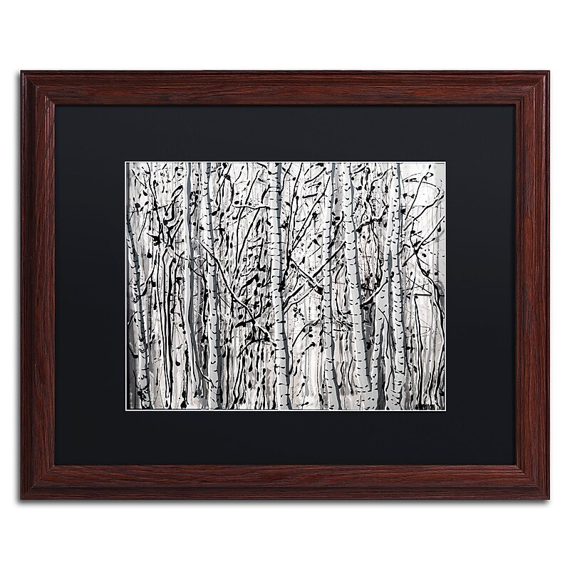 Trademark Fine Art ''Winter Aspens'' by Roderick Stevens 16" x 20" Black Matted Wood Frame (RS1021-W1620BMF) image 1