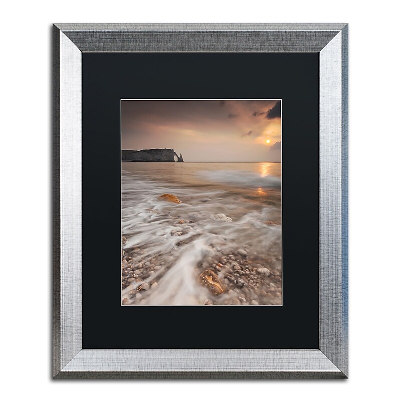 Trademark Fine Art ''Etretat'' by Mathieu Rivrin 16" x 20" Black Matted Silver Frame (RV0008-S1620BMF) image 1