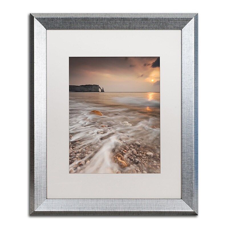Trademark Fine Art ''Etretat'' by Mathieu Rivrin 16" x 20" White Matted Silver Frame (RV0008-S1620MF) image 1