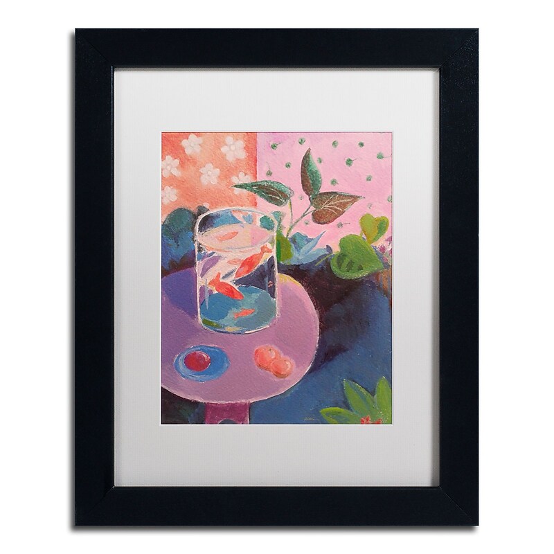Trademark Fine Art ''Goldfish'' by Sheila Golden 11" x 14" White Matted Black Frame (SG5732-B1114MF) image 1