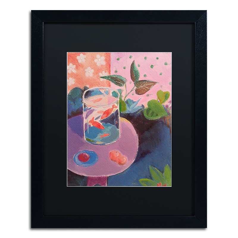 Trademark Fine Art ''Goldfish'' by Sheila Golden 16" x 20" Black Matted Black Frame (SG5732-B1620BMF) image 1
