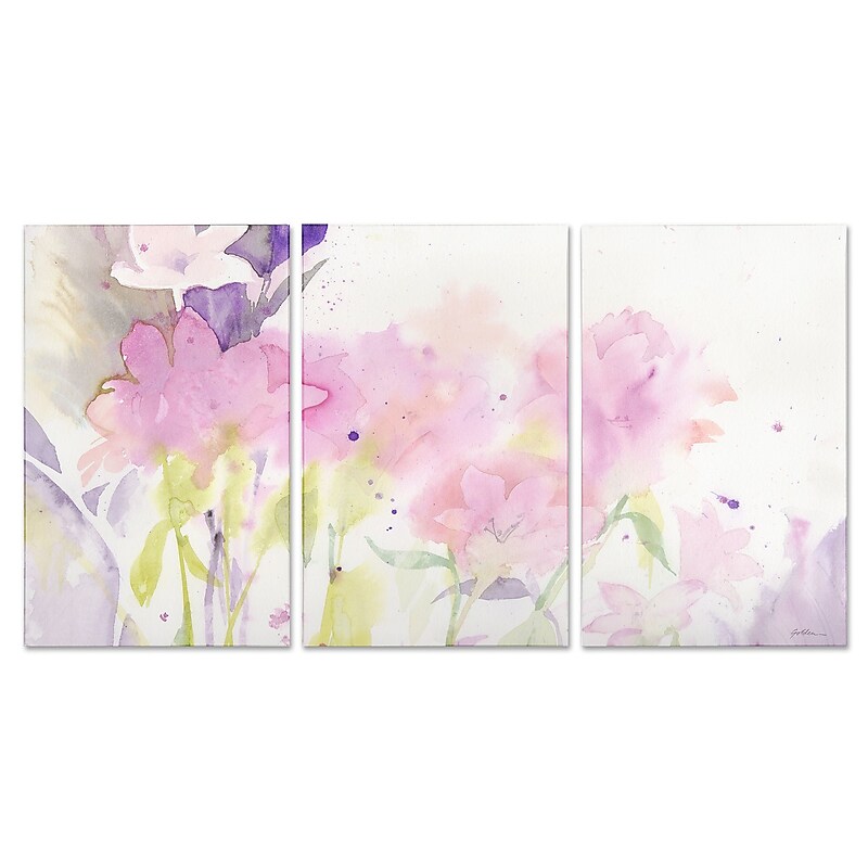 Trademark Fine Art ''Garden Pink Impressions'' by Sheila Golden 24" x 50" Multi Panel Art Set (SG5733-P3-SET) image 1
