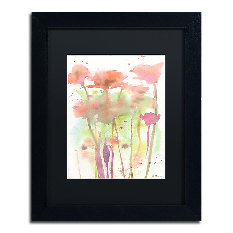 Trademark Fine Art ''Red Poppy Impressions'' by Sheila Golden 11" x 14" Black Matted Black Frame (SG5735-B1114BMF) image 1