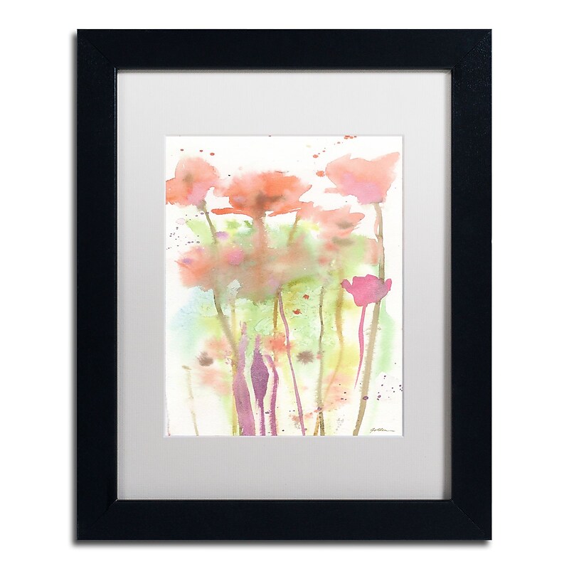 Trademark Fine Art ''Red Poppy Impressions'' by Sheila Golden 11" x 14" White Matted Black Frame (SG5735-B1114MF) image 1