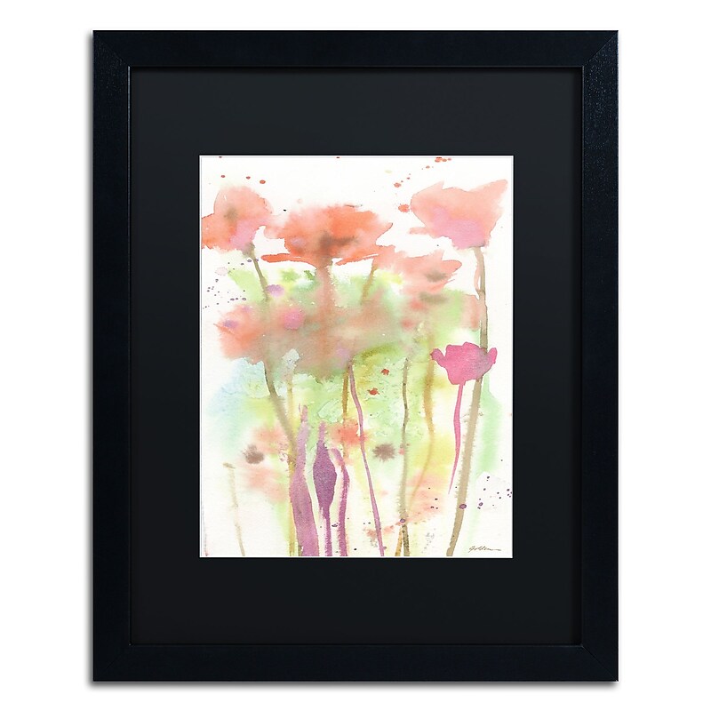 Trademark Fine Art ''Red Poppy Impressions'' by Sheila Golden 16" x 20" Black Matted Black Frame (SG5735-B1620BMF) image 1