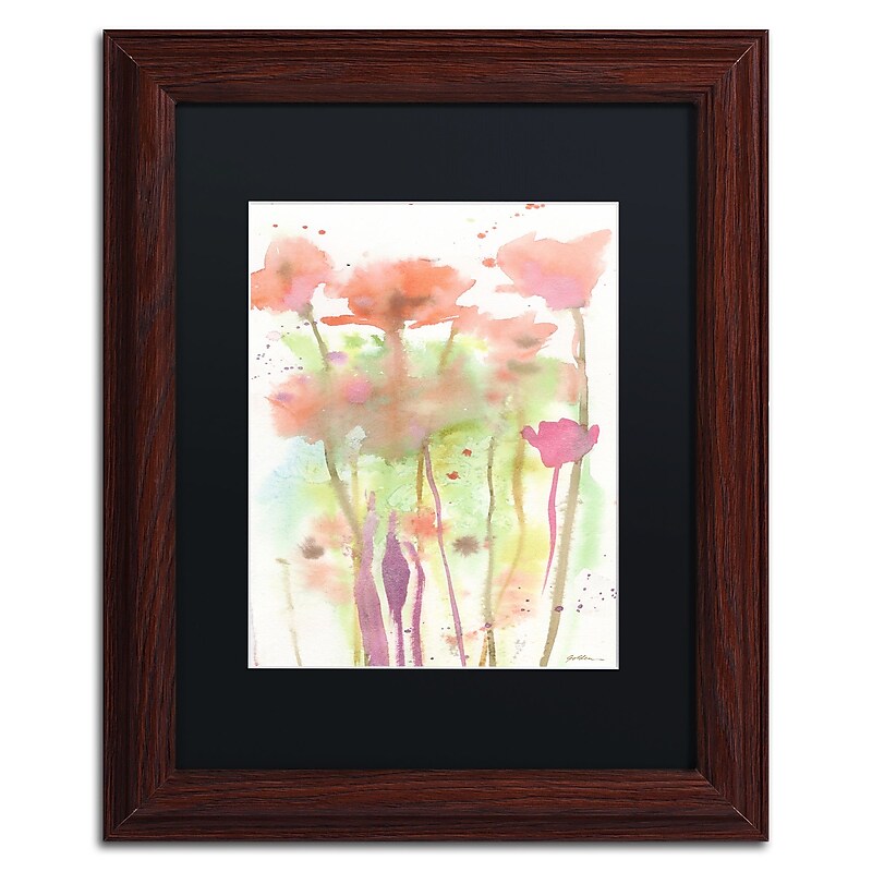 Trademark Fine Art ''Red Poppy Impressions'' by Sheila Golden 11" x 14" Black Matted Wood Frame (SG5735-W1114BMF) image 1
