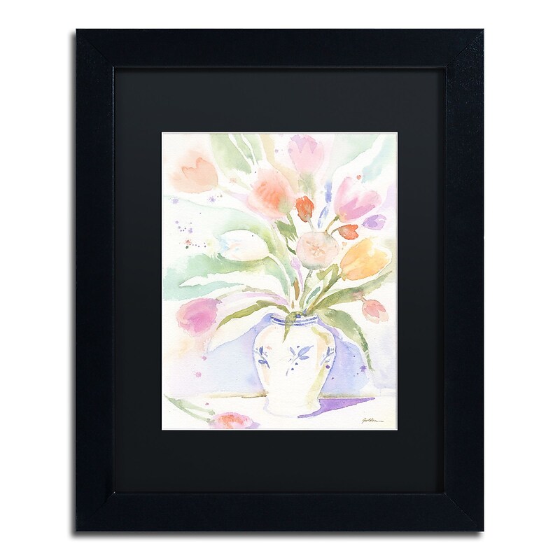 Trademark Fine Art ''The Vase of Tulips'' by Sheila Golden 11" x 14" Black Matted Black Frame (SG5739-B1114BMF) image 1