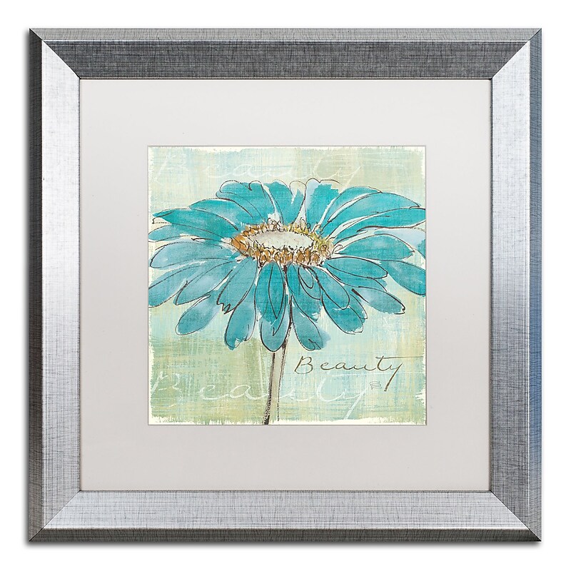 Trademark Fine Art ''Spa Daisies I'' by Chris Paschke 16" x 16" White Matted Silver Frame (WAP0055-S1616MF) image 1
