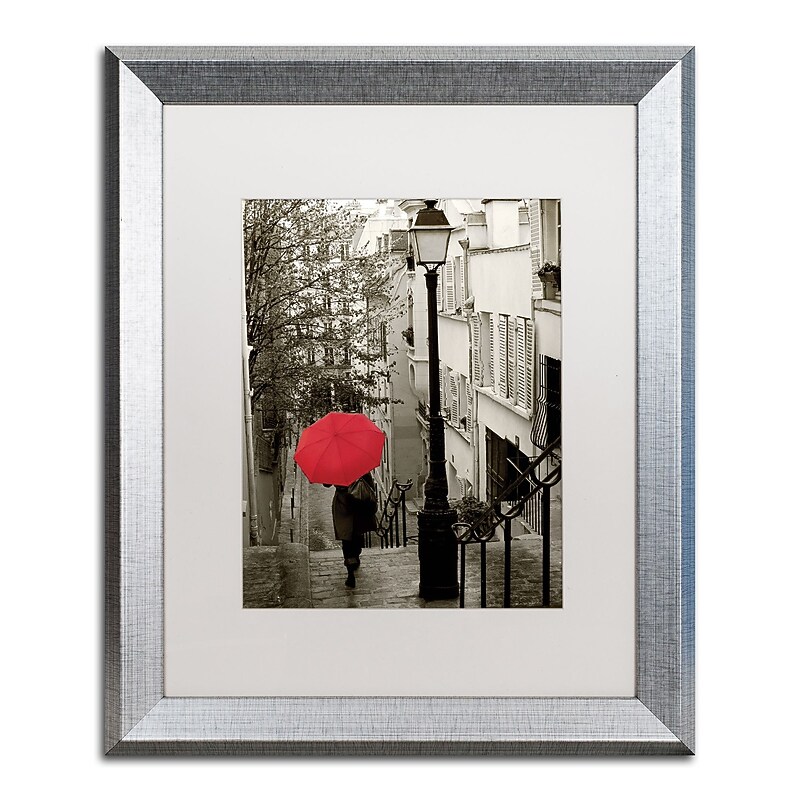 Trademark Fine Art ''Paris Stroll II'' by Sue Schlabach 16" x 20" White Matted Silver Frame (WAP0133-S1620MF) image 1