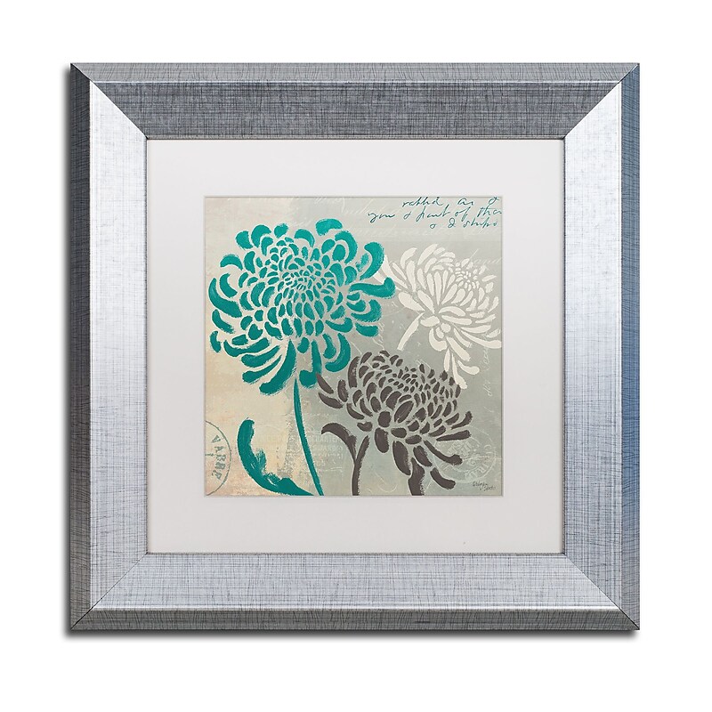 Trademark Fine Art ''Chrysanthemums I'' by Wellington Studio 11" x 11" White Matted Silver Frame (WAP0134-S1111MF) image 1