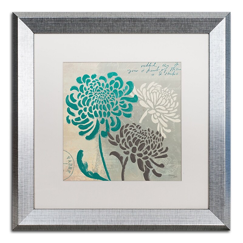 Trademark Fine Art ''Chrysanthemums I'' by Wellington Studio 16" x 16" White Matted Silver Frame (WAP0134-S1616MF) image 1