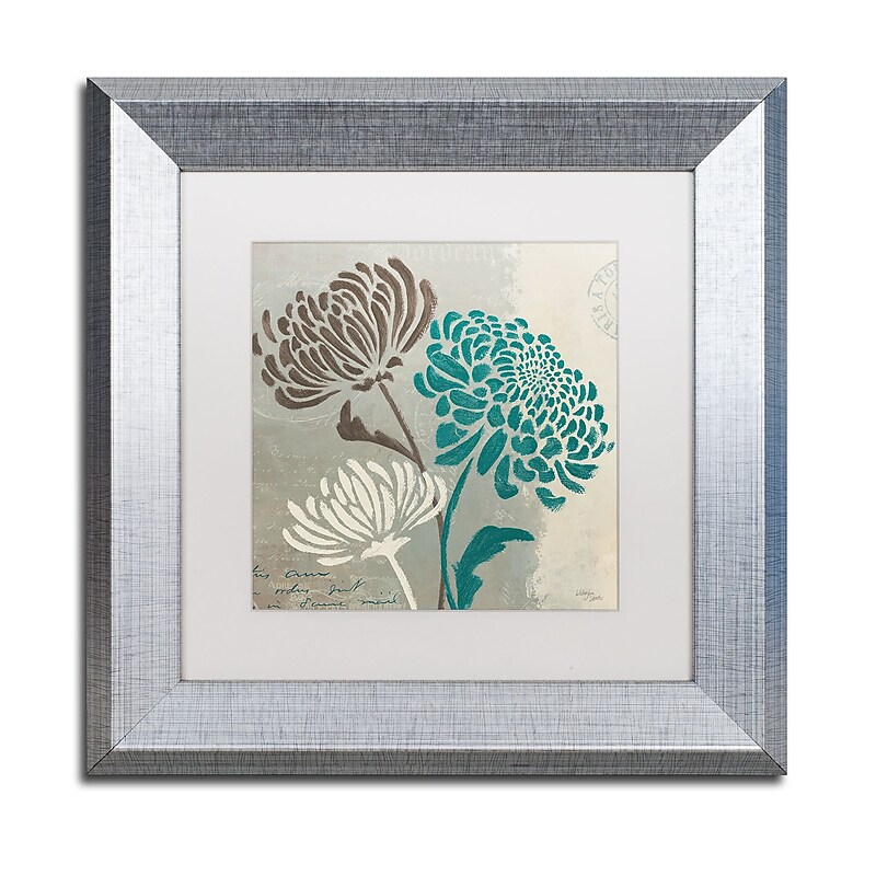 Trademark Fine Art ''Chrysanthemums II'' by Wellington Studio 11" x 11" White Matted Silver Frame (WAP0135-S1111MF) image 1