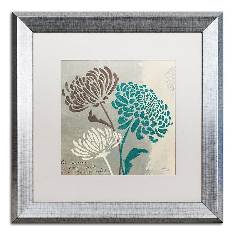 Trademark Fine Art ''Chrysanthemums II'' by Wellington Studio 16" x 16" White Matted Silver Frame (WAP0135-S1616MF) image 1