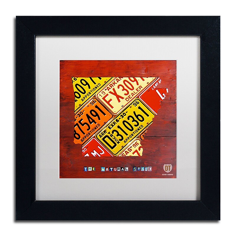 Trademark Fine Art ''Arkansas Map'' by Design Turnpike 11" x 11" White Matted Black Frame (ALI1242-B1111MF) image 1