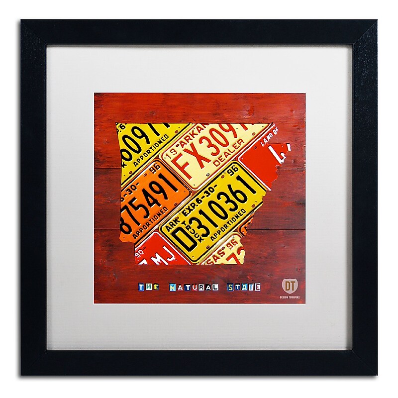 Trademark Fine Art ''Arkansas Map'' by Design Turnpike 16" x 16" White Matted Black Frame (ALI1242-B1616MF) image 1
