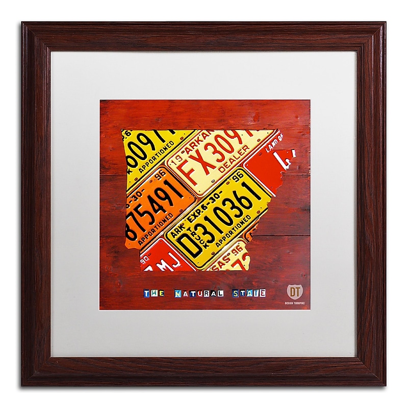 Trademark Fine Art ''Arkansas Map'' by Design Turnpike 16" x 16" White Matted Wood Frame (ALI1242-W1616MF) image 1