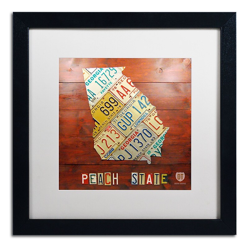 Trademark Fine Art ''Georgia Map'' by Design Turnpike 16" x 16" White Matted Black Frame (ALI1243-B1616MF) image 1