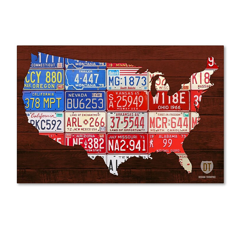 Trademark Fine Art ''USA Flag Map'' by Design Turnpike 16" x 24" Canvas Art (ALI1244-C1624GG) image 1