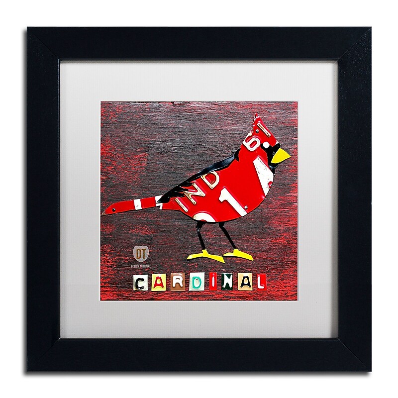 Trademark Fine Art ''Indiana Cardinal'' by Design Turnpike 11" x 11" White Matted Black Frame (ALI1250-B1111MF) image 1