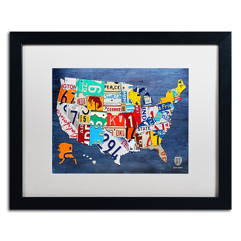 Trademark Fine Art ''USA Map'' by Design Turnpike 16" x 20" White Matted Black Frame (ALI1252-B1620MF) image 1