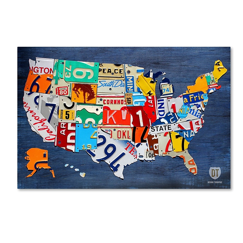 Trademark Fine Art ''USA Map'' by Design Turnpike 16" x 24" Canvas Art (ALI1252-C1624GG) image 1