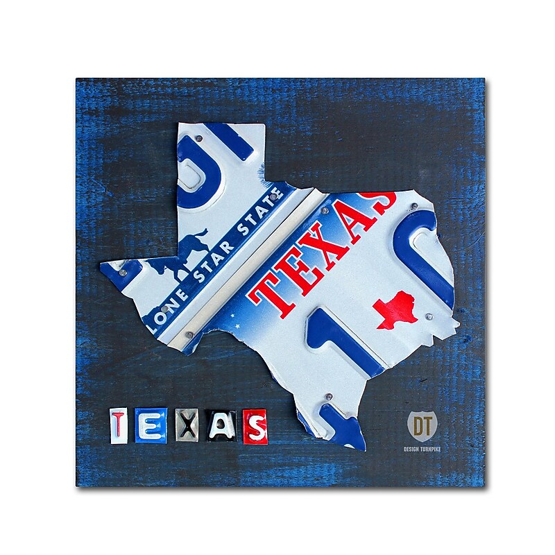 Trademark Fine Art ''Texas License Plate Map'' by Design Turnpike 18" x 18" Canvas Art (ALI1255-C1818GG) image 1