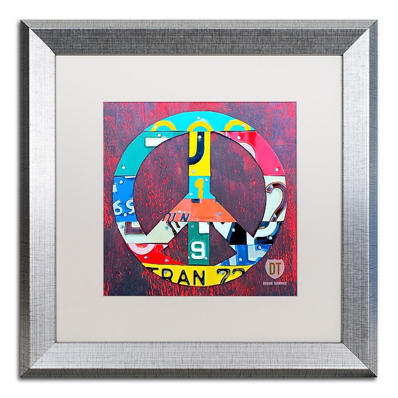 Trademark Fine Art ''Peace'' by Design Turnpike 16" x 16" White Matted Silver Frame (ALI1260-S1616MF) image 1