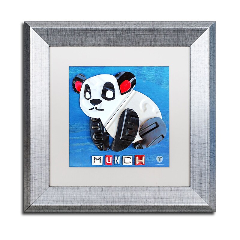 Trademark Fine Art ''Munch the Panda'' by Design Turnpike 11" x 11" White Matted Silver Frame (ALI1262-S1111MF) image 1