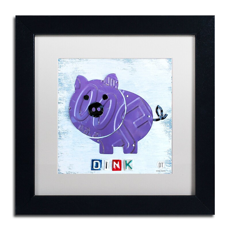 Trademark Fine Art ''Oink the Pig'' by Design Turnpike 11" x 11" White Matted Black Frame (ALI1263-B1111MF) image 1