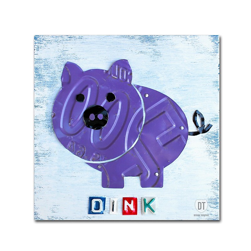 Trademark Fine Art ''Oink the Pig'' by Design Turnpike 14" x 14" Canvas Art (ALI1263-C1414GG) image 1