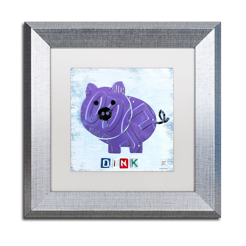 Trademark Fine Art ''Oink the Pig'' by Design Turnpike 11" x 11" White Matted Silver Frame (ALI1263-S1111MF) image 1