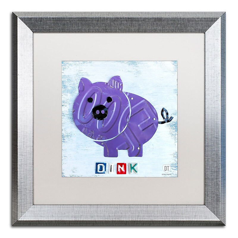 Trademark Fine Art ''Oink the Pig'' by Design Turnpike 16" x 16" White Matted Silver Frame (ALI1263-S1616MF) image 1