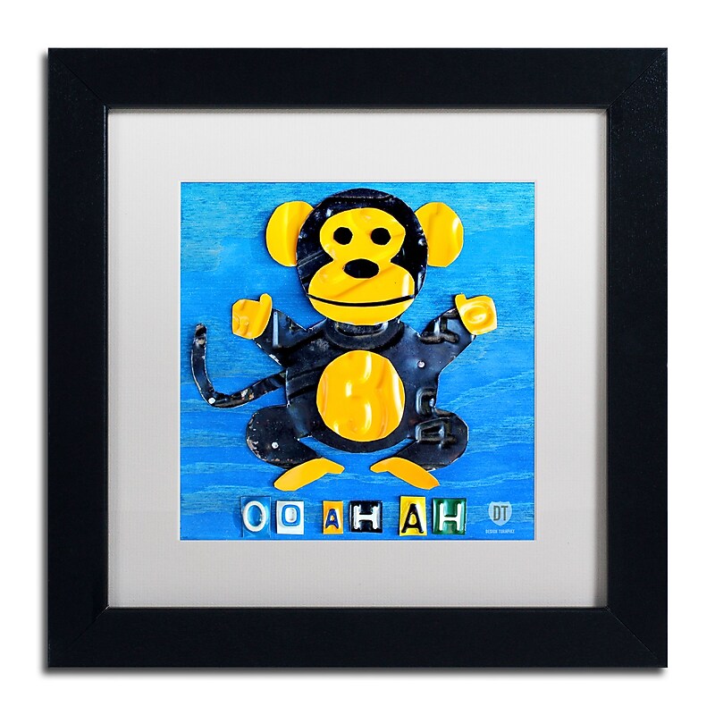 Trademark Fine Art ''Oo Ah Ah the Monkey'' by Design Turnpike 11" x 11" White Matted Black Frame (ALI1264-B1111MF) image 1