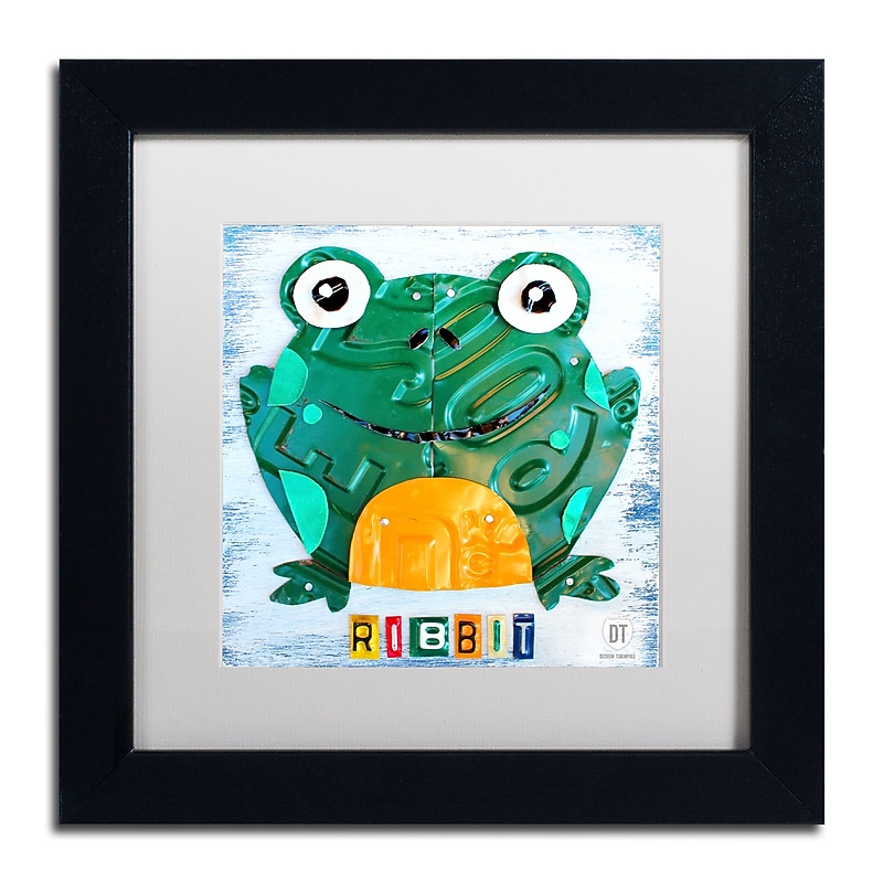 Trademark Fine Art ''Ribbit the Frog'' by Design Turnpike 11" x 11" White Matted Black Frame (ALI1265-B1111MF) image 1