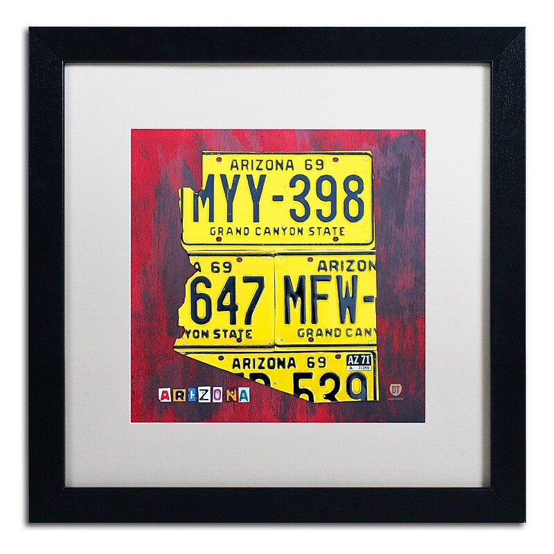 Trademark Fine Art ''Arizona License Plate'' by Design Turnpike 16" x 16" White Matted Black Frame (ALI1266-B1616MF) image 1