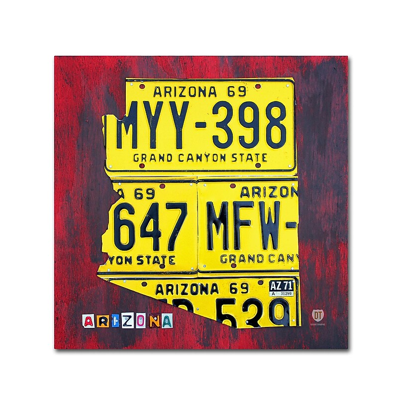 Trademark Fine Art ''Arizona License Plate'' by Design Turnpike 14" x 14" Canvas Art (ALI1266-C1414GG) image 1
