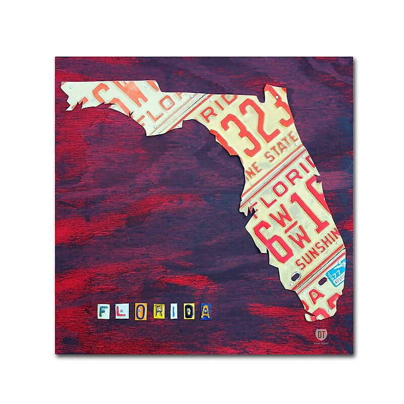 Trademark Fine Art ''Florida License Plate'' by Design Turnpike 24" x 24" Canvas Art (ALI1267-C2424GG) image 1