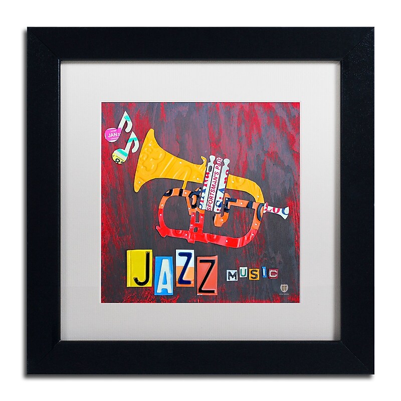 Trademark Fine Art ''Jazz Trumpet'' by Design Turnpike 11" x 11" White Matted Black Frame (ALI1269-B1111MF) image 1